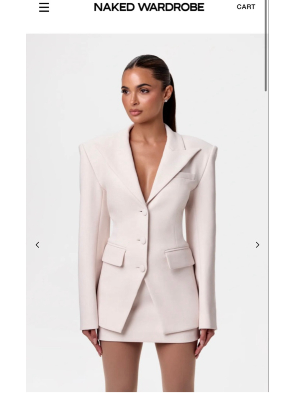 Women's Naked Wardrobe Power Suit Beige Blazer S